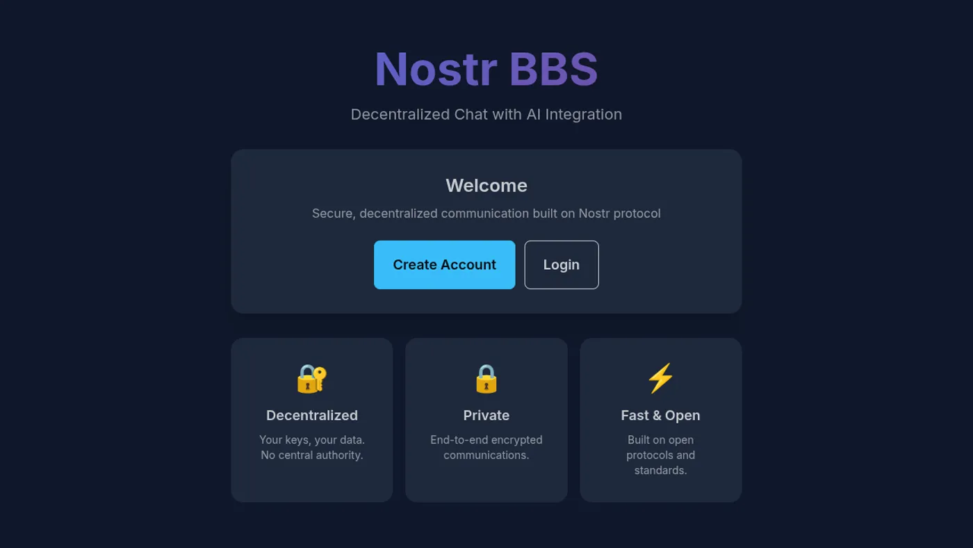 Nostr BBS decentralised forum with passkey authentication and encrypted messaging